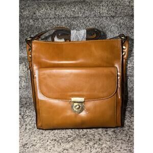 Patricia Nash Denise Leather Vintage Crossbody Glazed Leather Purse Light Tan